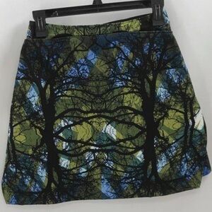Vibrant Abstract Print Mini Skirt - Blue and Green